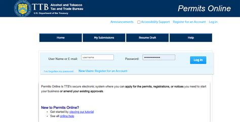 ttb permits online login